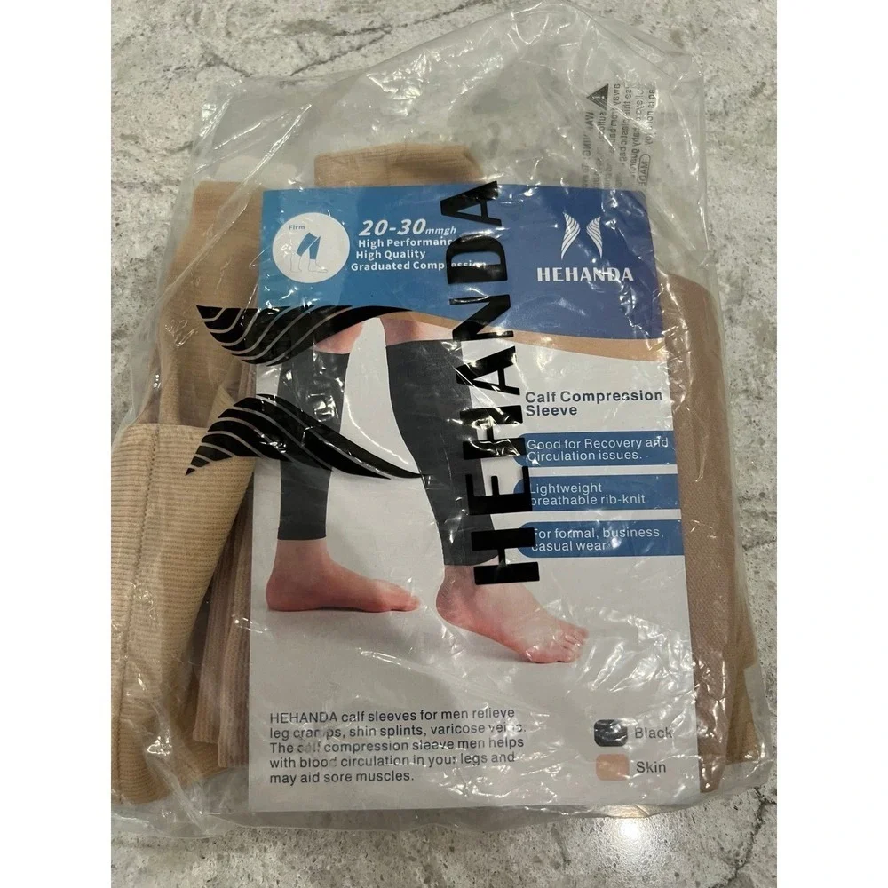 HEHANDA Calf Compression Sleeves 20-30mmHg Firm Graduated Support Nude Skin 3XL‎